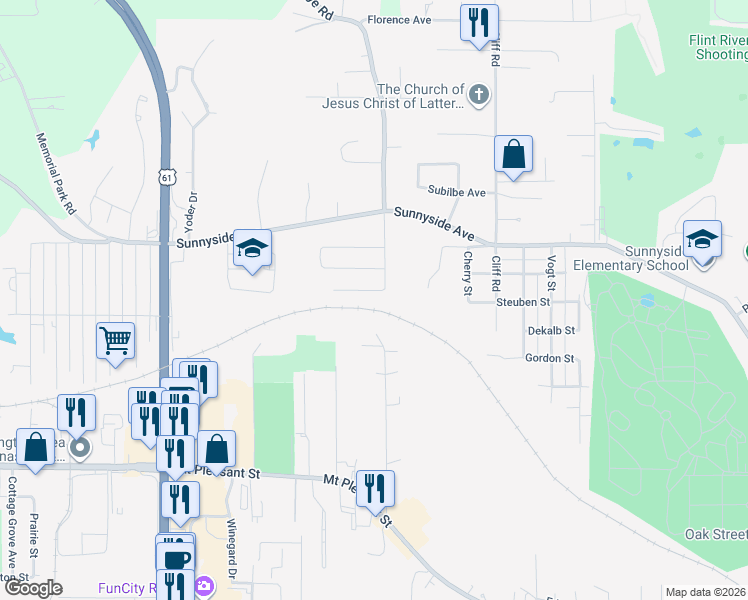 map of restaurants, bars, coffee shops, grocery stores, and more near 2805 Lesylvia Drive in Burlington