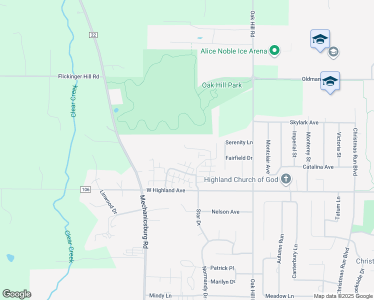 map of restaurants, bars, coffee shops, grocery stores, and more near 2618 Wetherington Lane in Wooster