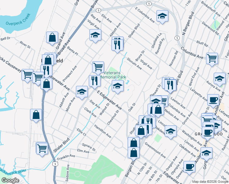 map of restaurants, bars, coffee shops, grocery stores, and more near 518 Lloyd Street in Ridgefield