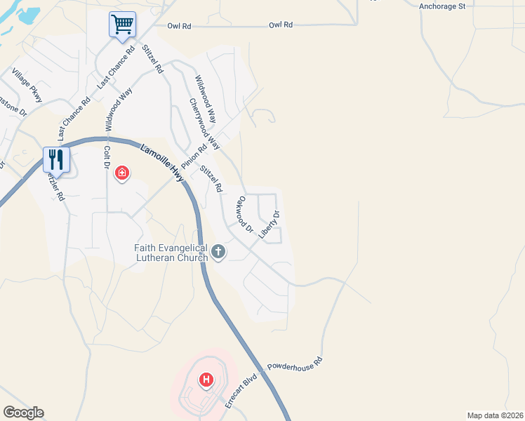 map of restaurants, bars, coffee shops, grocery stores, and more near 2319 Liberty Drive in Elko
