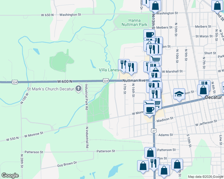 map of restaurants, bars, coffee shops, grocery stores, and more near 321 Kemper Lane in Decatur