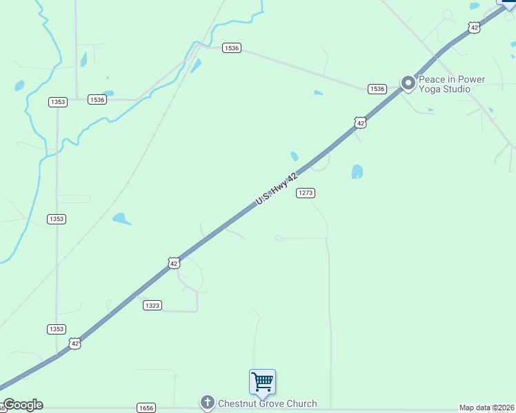 map of restaurants, bars, coffee shops, grocery stores, and more near 1315 U.S. 42 in Ashland