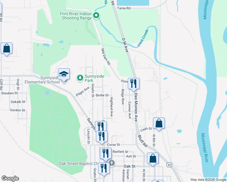 map of restaurants, bars, coffee shops, grocery stores, and more near 2118 Highland Avenue in Burlington