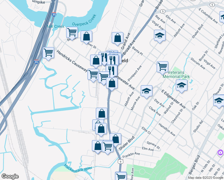map of restaurants, bars, coffee shops, grocery stores, and more near 520 Broad Avenue in Ridgefield