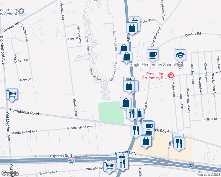 map of restaurants, bars, coffee shops, grocery stores, and more near 480 Daryl Drive in Medford