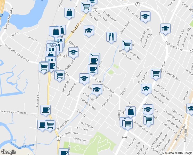 map of restaurants, bars, coffee shops, grocery stores, and more near 765 Edgewater Avenue in Ridgefield