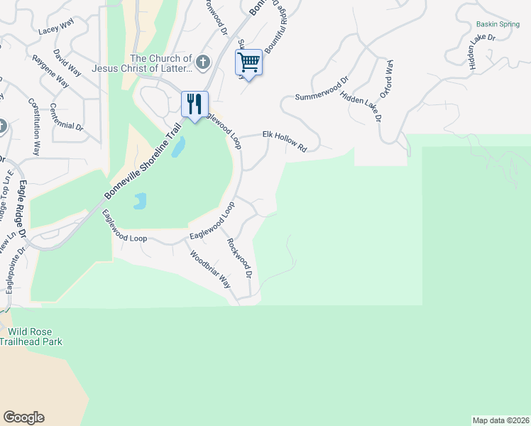 map of restaurants, bars, coffee shops, grocery stores, and more near 561 Tanglewood Loop in North Salt Lake