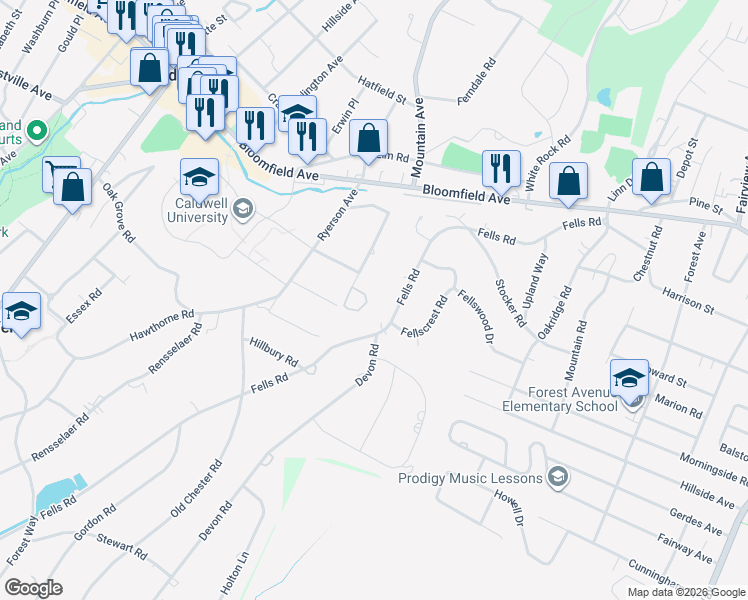 map of restaurants, bars, coffee shops, grocery stores, and more near 15 Dorset Circle in Caldwell