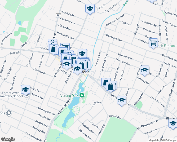 map of restaurants, bars, coffee shops, grocery stores, and more near 512 Bloomfield Avenue in Verona