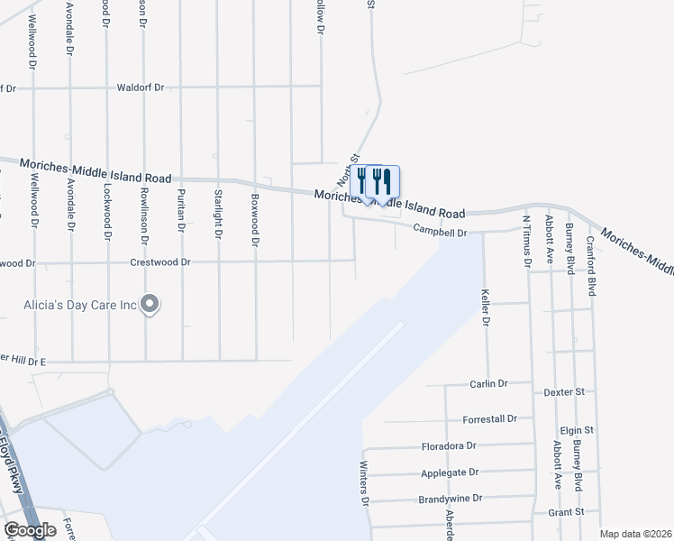 map of restaurants, bars, coffee shops, grocery stores, and more near 402 Sleepy Hollow Drive in Shirley