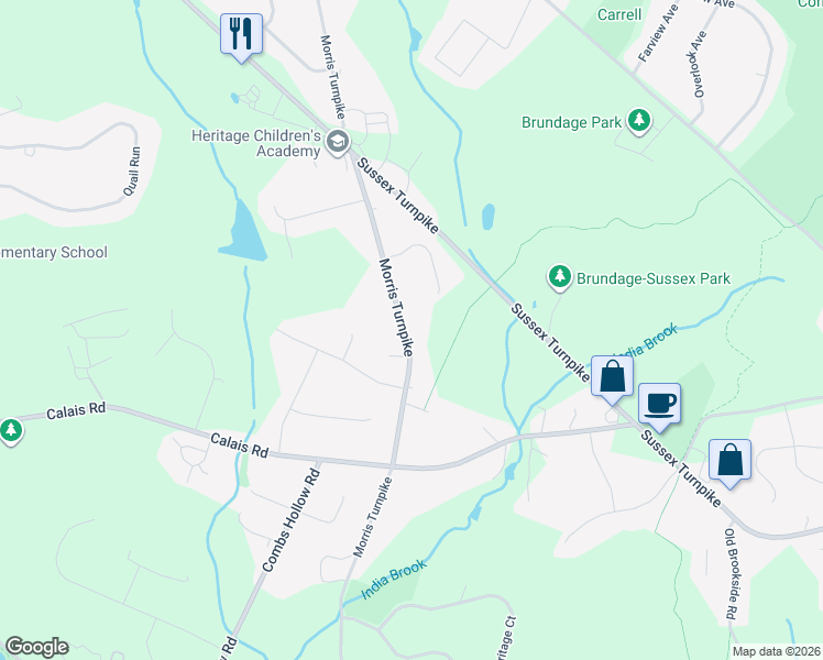 map of restaurants, bars, coffee shops, grocery stores, and more near 185 Morris Turnpike in Randolph
