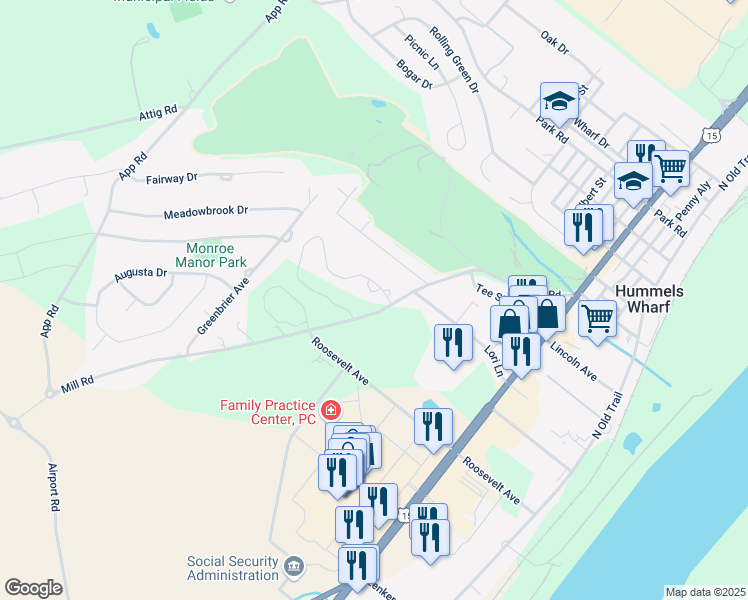 map of restaurants, bars, coffee shops, grocery stores, and more near 337-399 Mill Rd in Selinsgrove