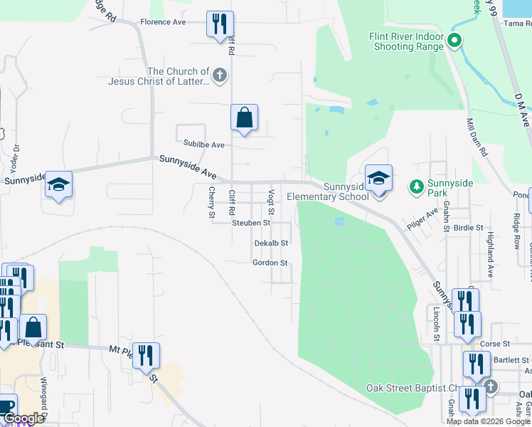 map of restaurants, bars, coffee shops, grocery stores, and more near 2203 Vogt Street in Burlington