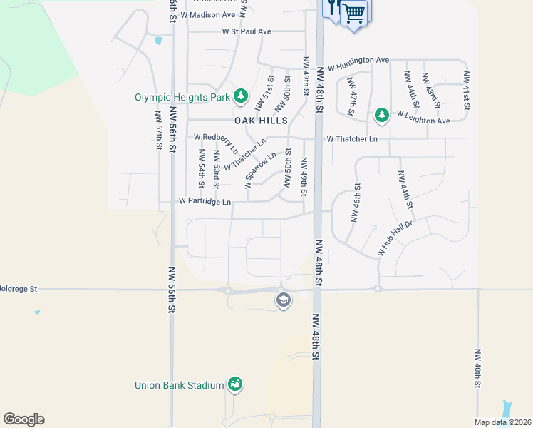 map of restaurants, bars, coffee shops, grocery stores, and more near 5030 West Gary Gately Street in Lincoln