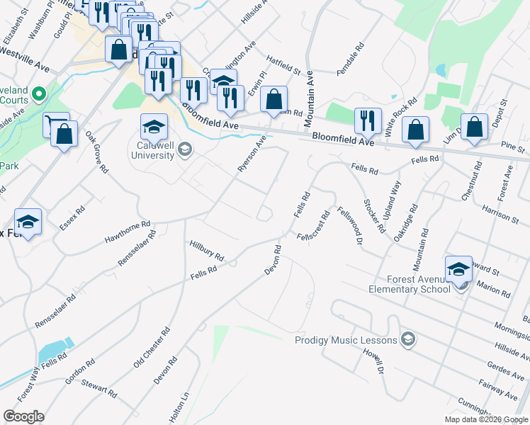 map of restaurants, bars, coffee shops, grocery stores, and more near 15 Dorset Circle in Caldwell
