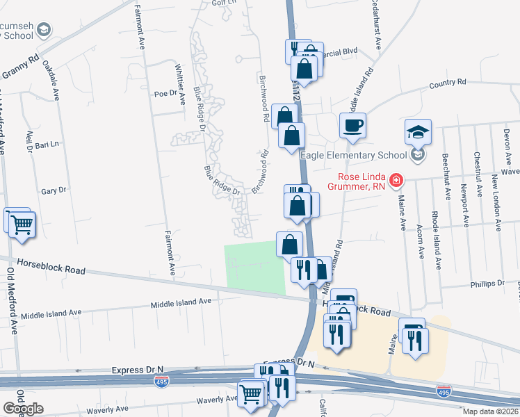 map of restaurants, bars, coffee shops, grocery stores, and more near 480 Daryl Drive in Medford