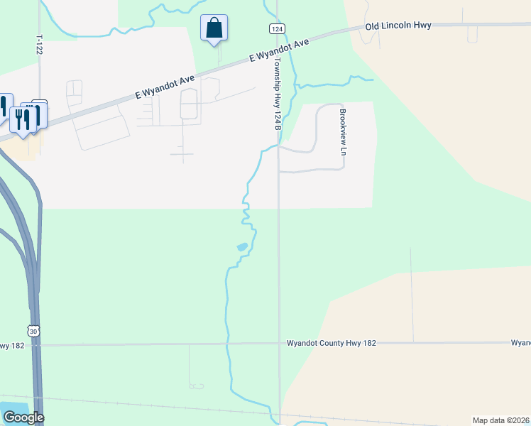 map of restaurants, bars, coffee shops, grocery stores, and more near 11050 Township Highway 124 in Upper Sandusky