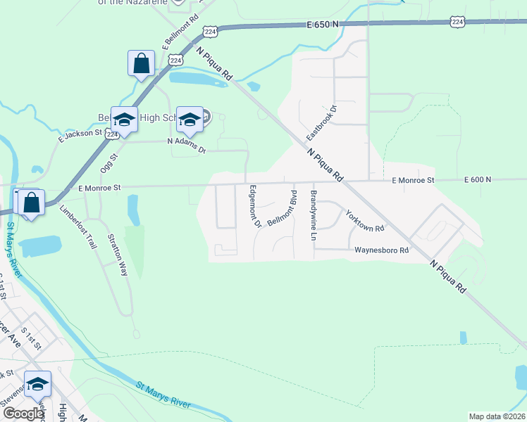 map of restaurants, bars, coffee shops, grocery stores, and more near 164 Bellmont Boulevard in Decatur