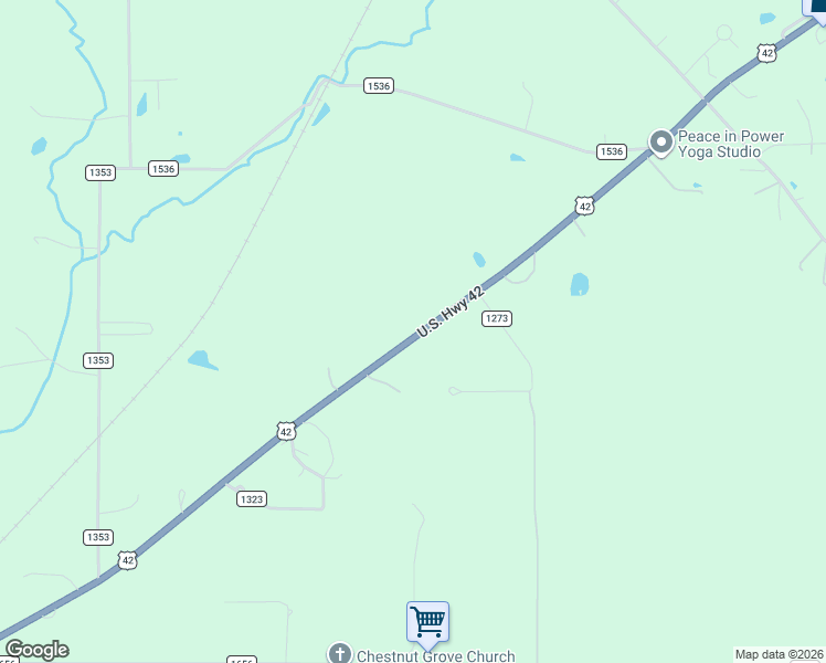map of restaurants, bars, coffee shops, grocery stores, and more near 1315 U.S. 42 in Ashland