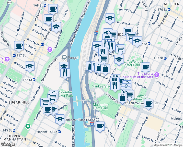 map of restaurants, bars, coffee shops, grocery stores, and more near 926 Sedgwick Avenue in Bronx