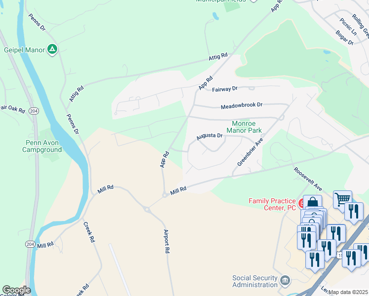 map of restaurants, bars, coffee shops, grocery stores, and more near 354 Augusta Drive in Selinsgrove