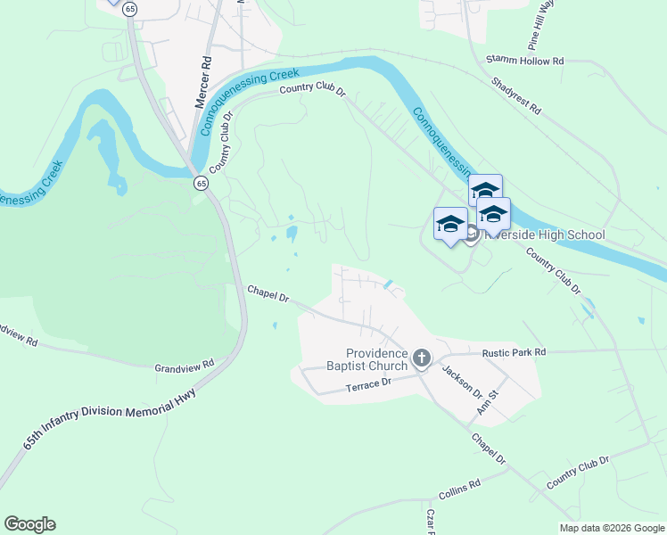 map of restaurants, bars, coffee shops, grocery stores, and more near 117 Fairview Drive in Ellwood City