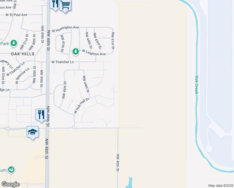 map of restaurants, bars, coffee shops, grocery stores, and more near 4110 West Hub Hall Drive in Lincoln