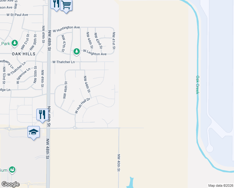 map of restaurants, bars, coffee shops, grocery stores, and more near 4110 West Hub Hall Drive in Lincoln