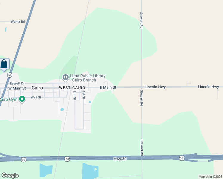map of restaurants, bars, coffee shops, grocery stores, and more near 1694 Lincoln Highway in Elida