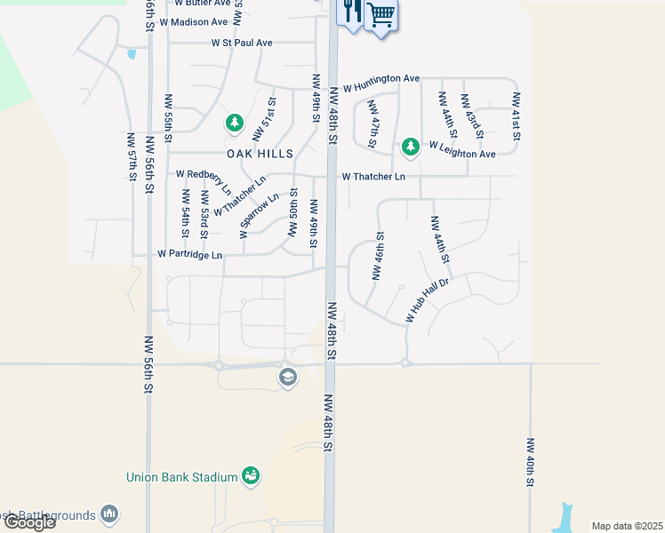 map of restaurants, bars, coffee shops, grocery stores, and more near 4969 West Gary Gately Street in Lincoln