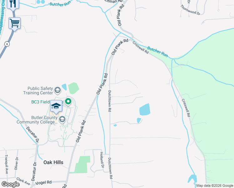 map of restaurants, bars, coffee shops, grocery stores, and more near 103 Dutchtown Road in Butler