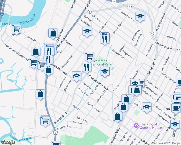 map of restaurants, bars, coffee shops, grocery stores, and more near 765 East Edgewater Avenue in Ridgefield
