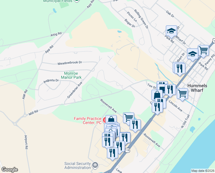 map of restaurants, bars, coffee shops, grocery stores, and more near 337-399 Mill Road in Snyder