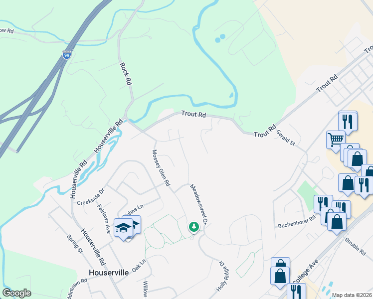 map of restaurants, bars, coffee shops, grocery stores, and more near 145 Pepperberry Lane in State College