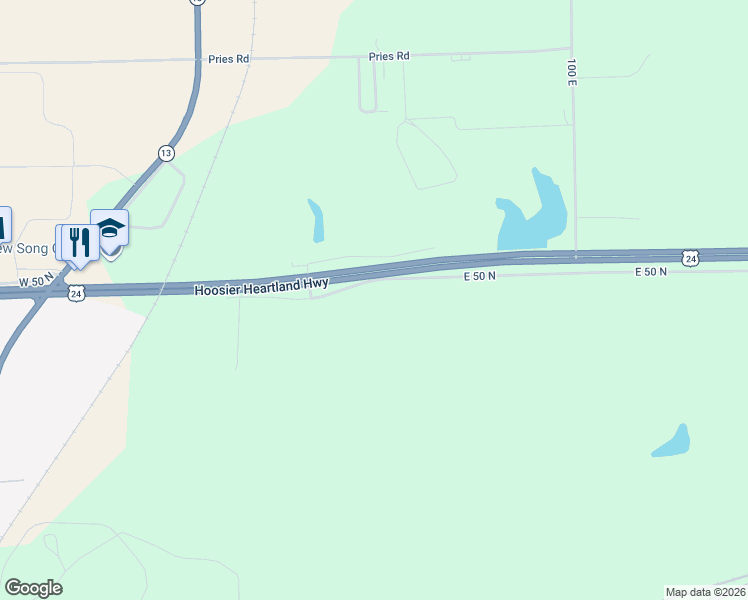 map of restaurants, bars, coffee shops, grocery stores, and more near 381 East 50 North in Wabash
