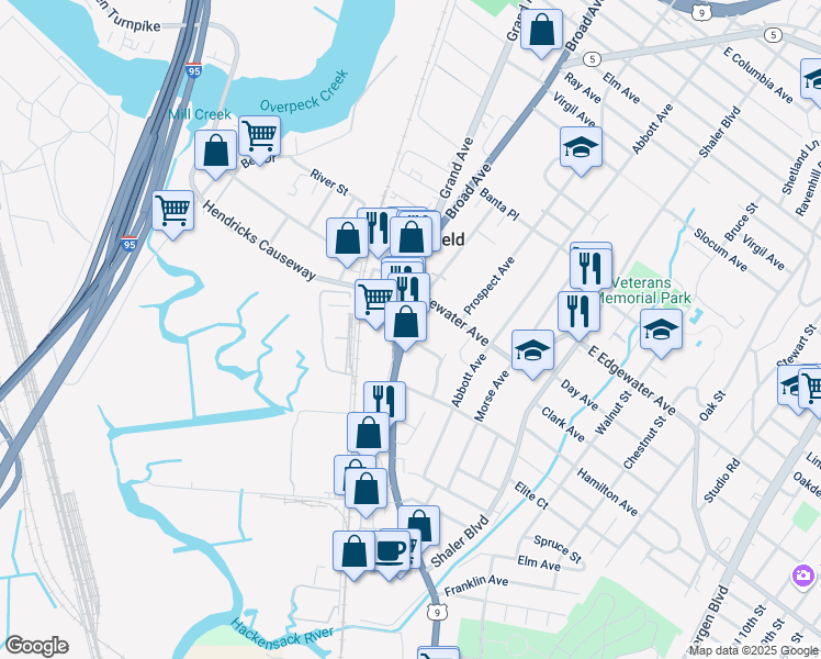 map of restaurants, bars, coffee shops, grocery stores, and more near 520 Broad Avenue in Ridgefield