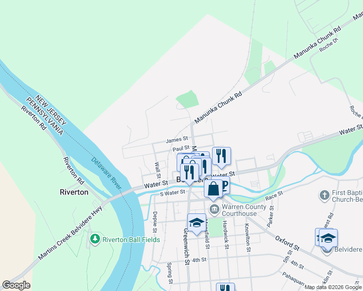 map of restaurants, bars, coffee shops, grocery stores, and more near 256 Paul Street in Belvidere