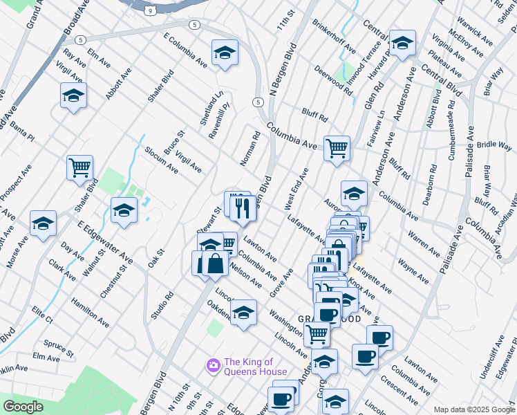 map of restaurants, bars, coffee shops, grocery stores, and more near in Ridgefield
