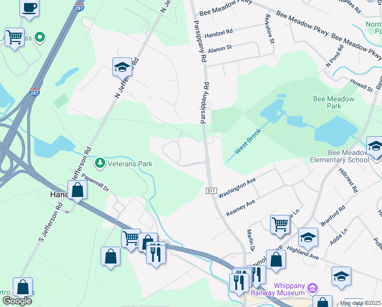 map of restaurants, bars, coffee shops, grocery stores, and more near 11 Woodland Avenue in Hanover