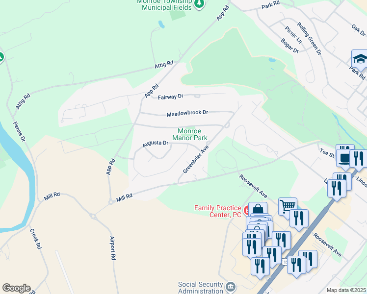 map of restaurants, bars, coffee shops, grocery stores, and more near 721 Augusta Drive in Selinsgrove