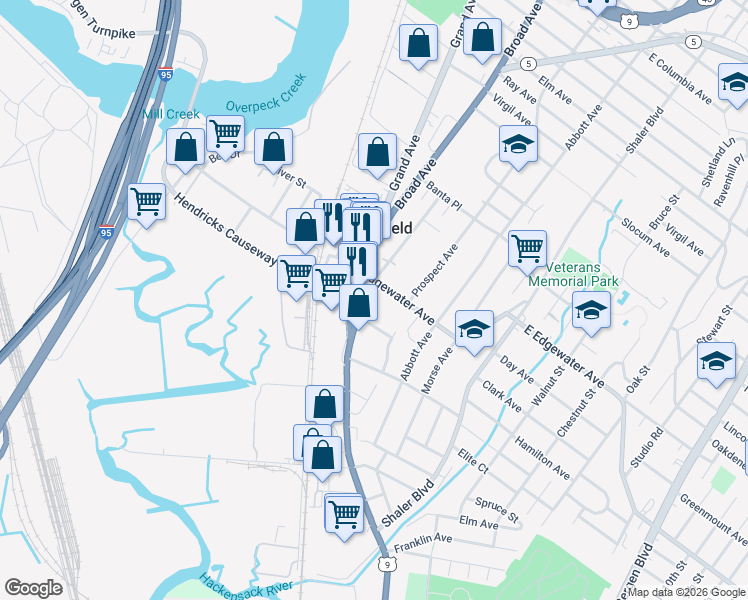 map of restaurants, bars, coffee shops, grocery stores, and more near 935 Edgewater Avenue in Ridgefield