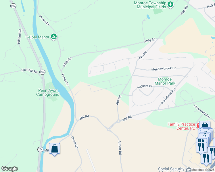map of restaurants, bars, coffee shops, grocery stores, and more near 205 Limerick Lane in Selinsgrove