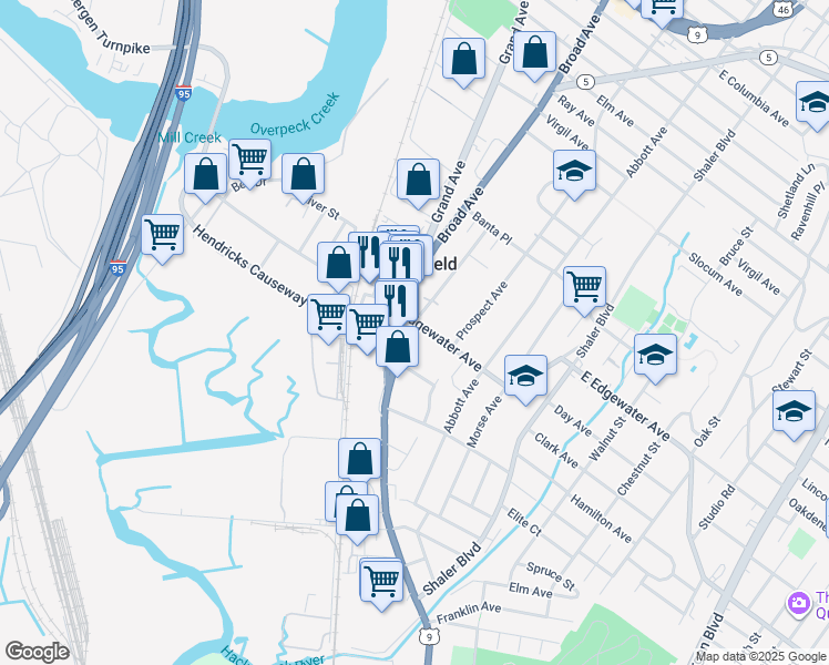 map of restaurants, bars, coffee shops, grocery stores, and more near 935 Edgewater Avenue in Ridgefield