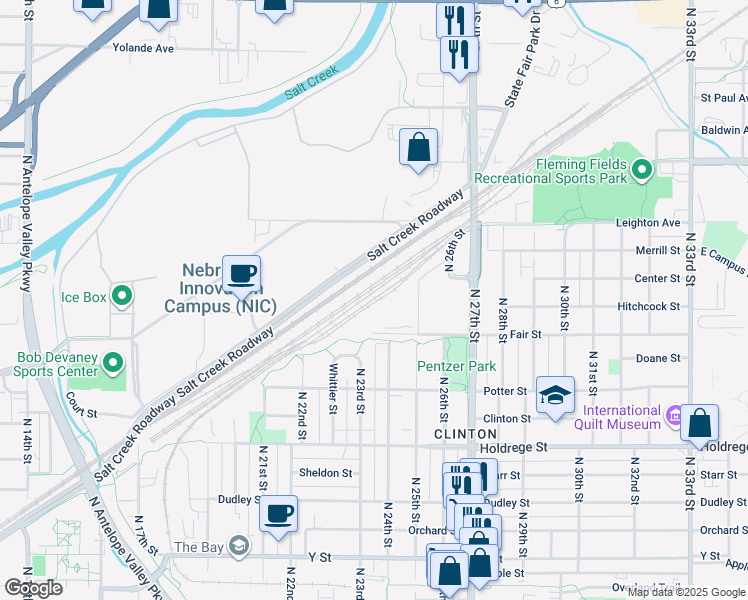map of restaurants, bars, coffee shops, grocery stores, and more near in Lincoln