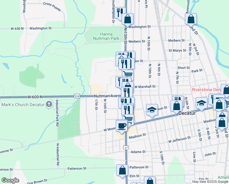 map of restaurants, bars, coffee shops, grocery stores, and more near 1410 Nuttman Ave in Decatur