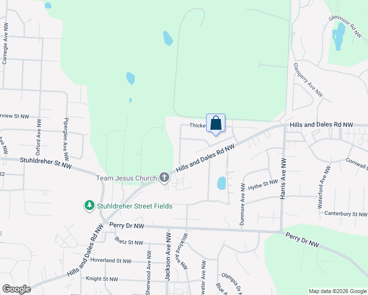 map of restaurants, bars, coffee shops, grocery stores, and more near 3544 Deer Trace Avenue Northwest in Canton