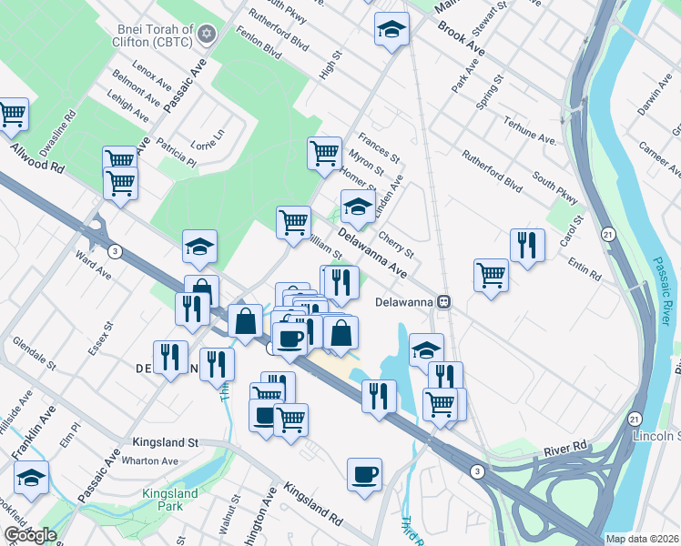 map of restaurants, bars, coffee shops, grocery stores, and more near 4 Park Street in Clifton
