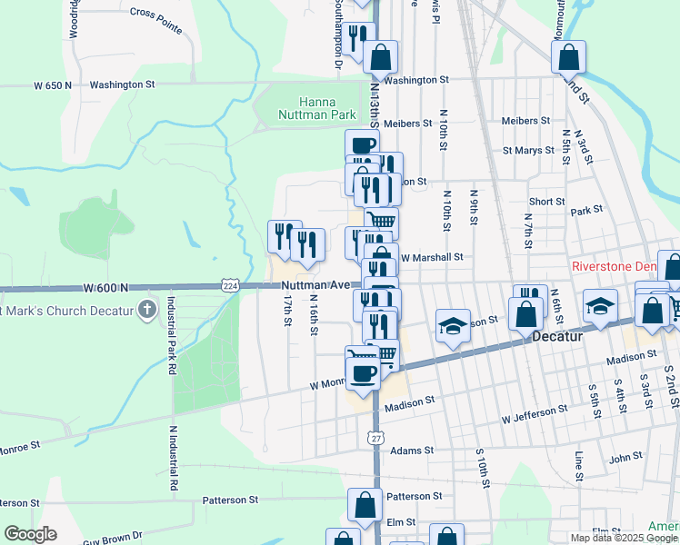 map of restaurants, bars, coffee shops, grocery stores, and more near 1410 Nuttman Avenue in Decatur
