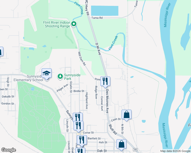map of restaurants, bars, coffee shops, grocery stores, and more near 1210 Pond Street in Burlington