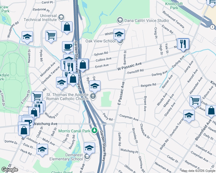 map of restaurants, bars, coffee shops, grocery stores, and more near 26 Day Street in Bloomfield